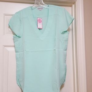 💙 NWT Seafoam green cap sleeve blouse - Large